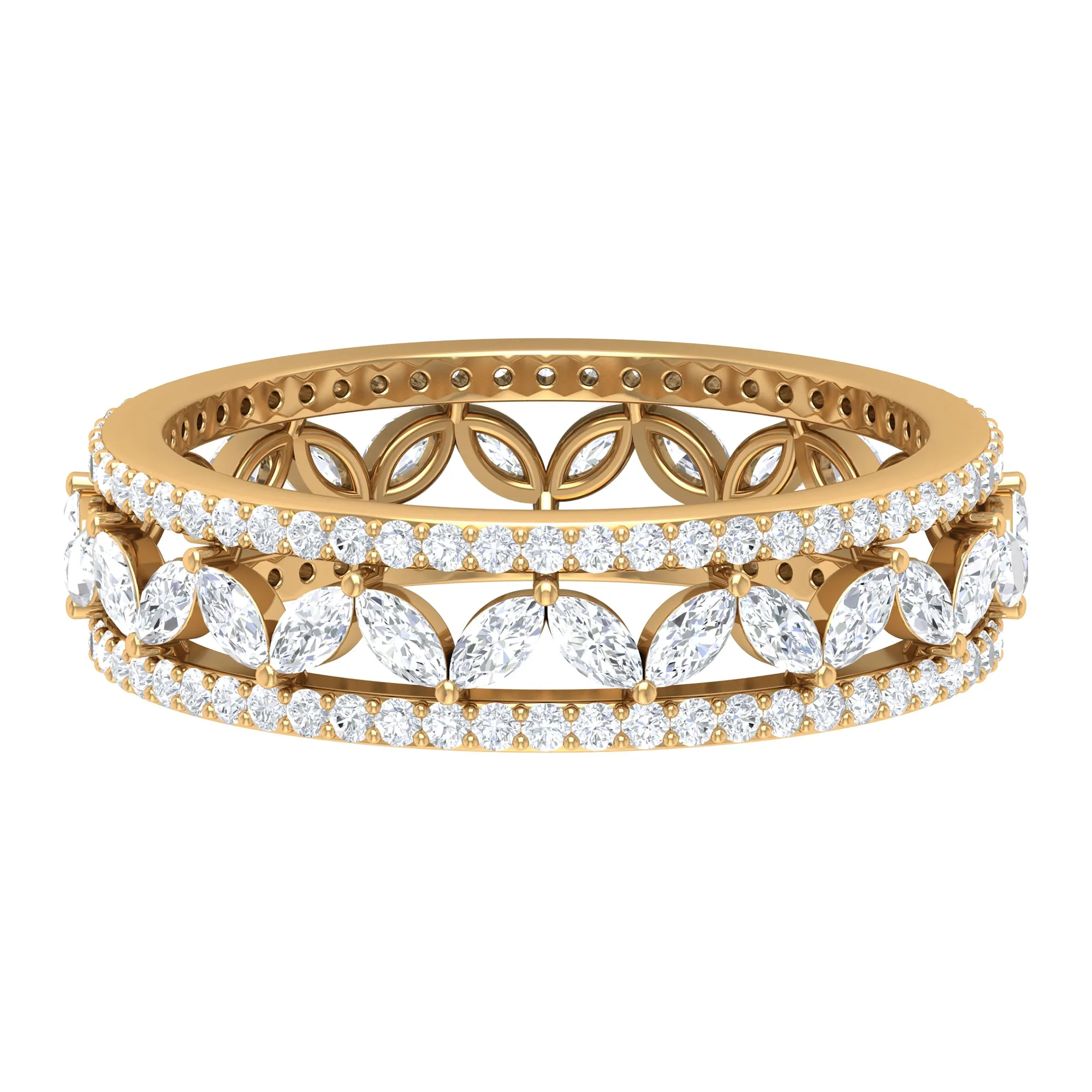 Certified Marquise Moissanite Wedding Band