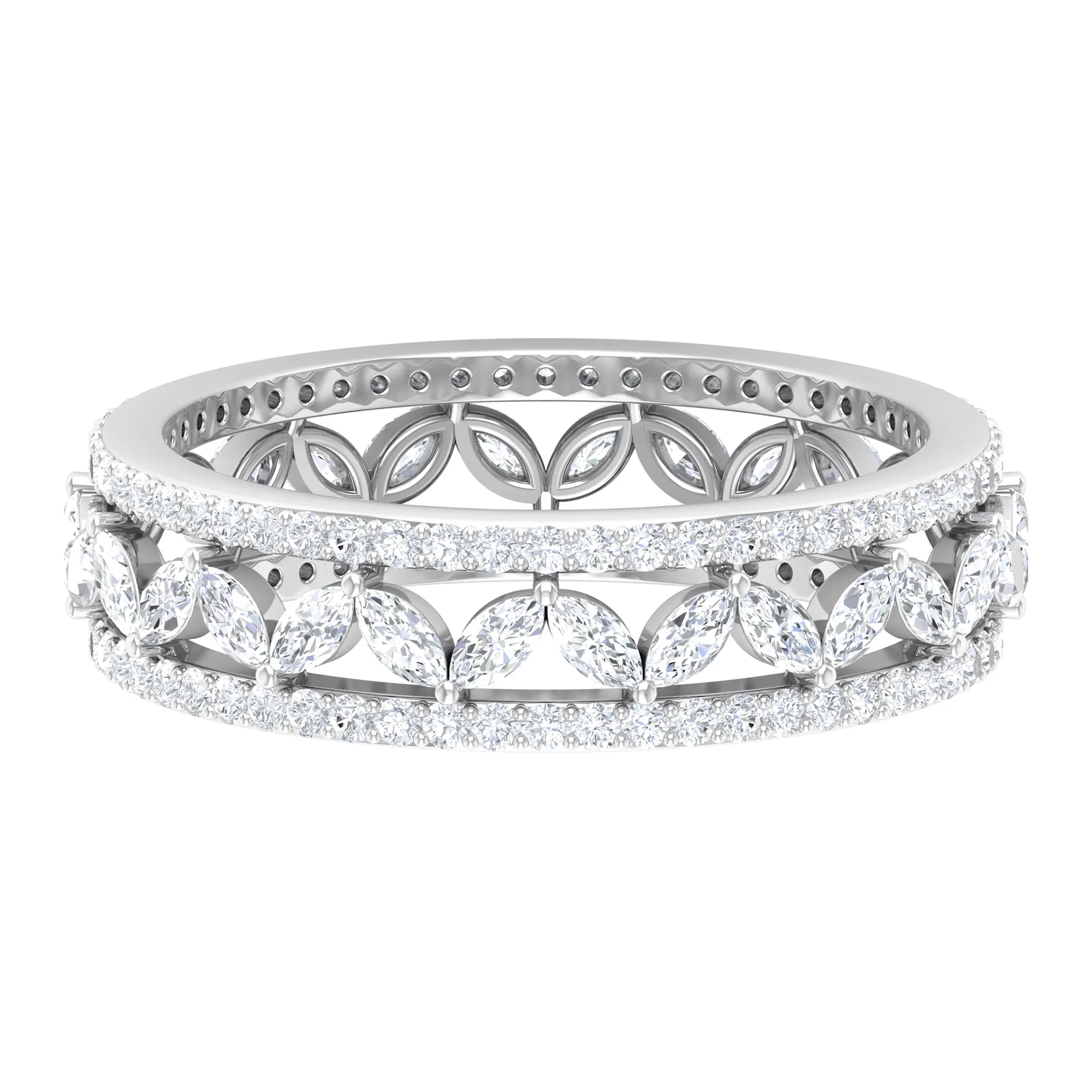 Certified Marquise Moissanite Wedding Band