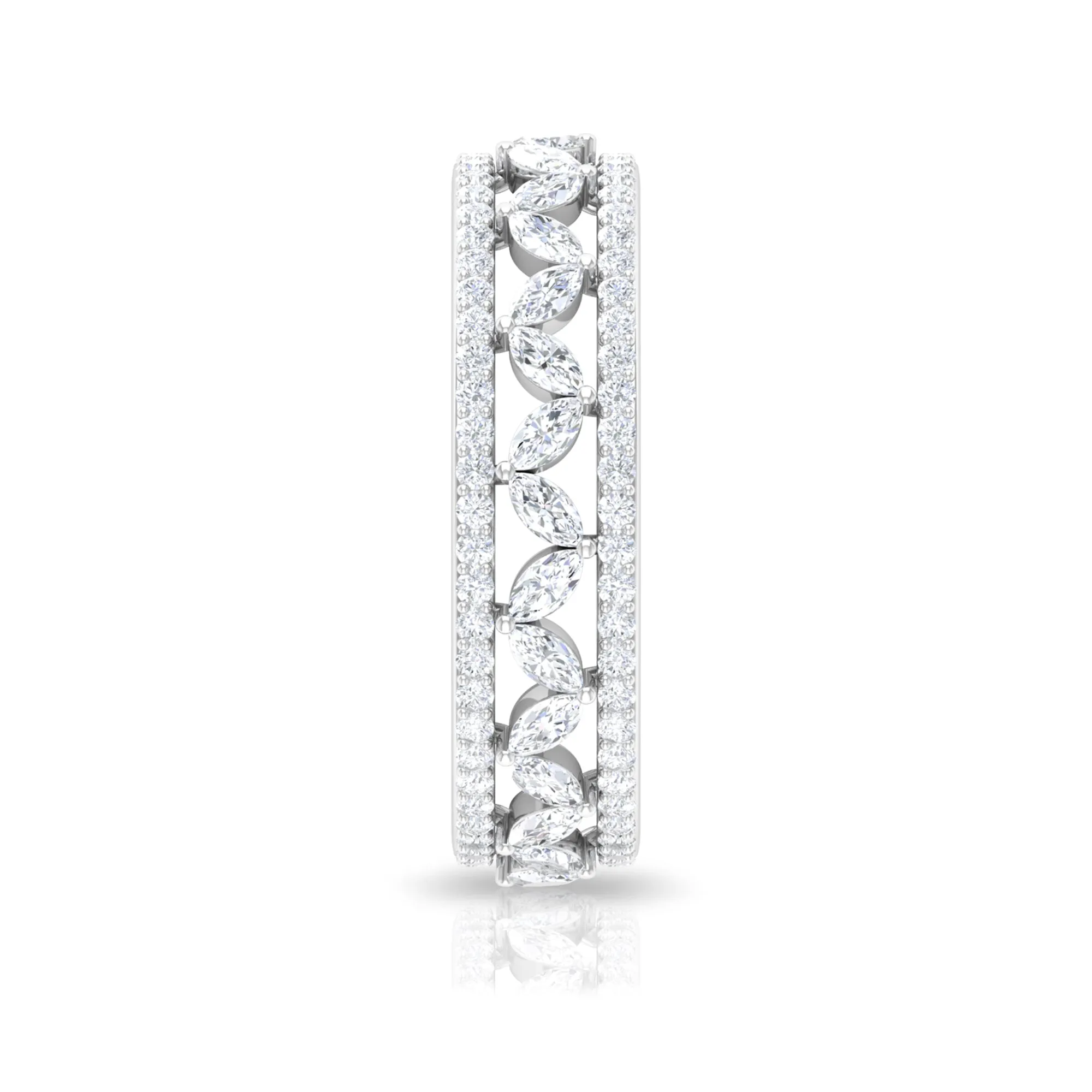 Certified Marquise Moissanite Wedding Band