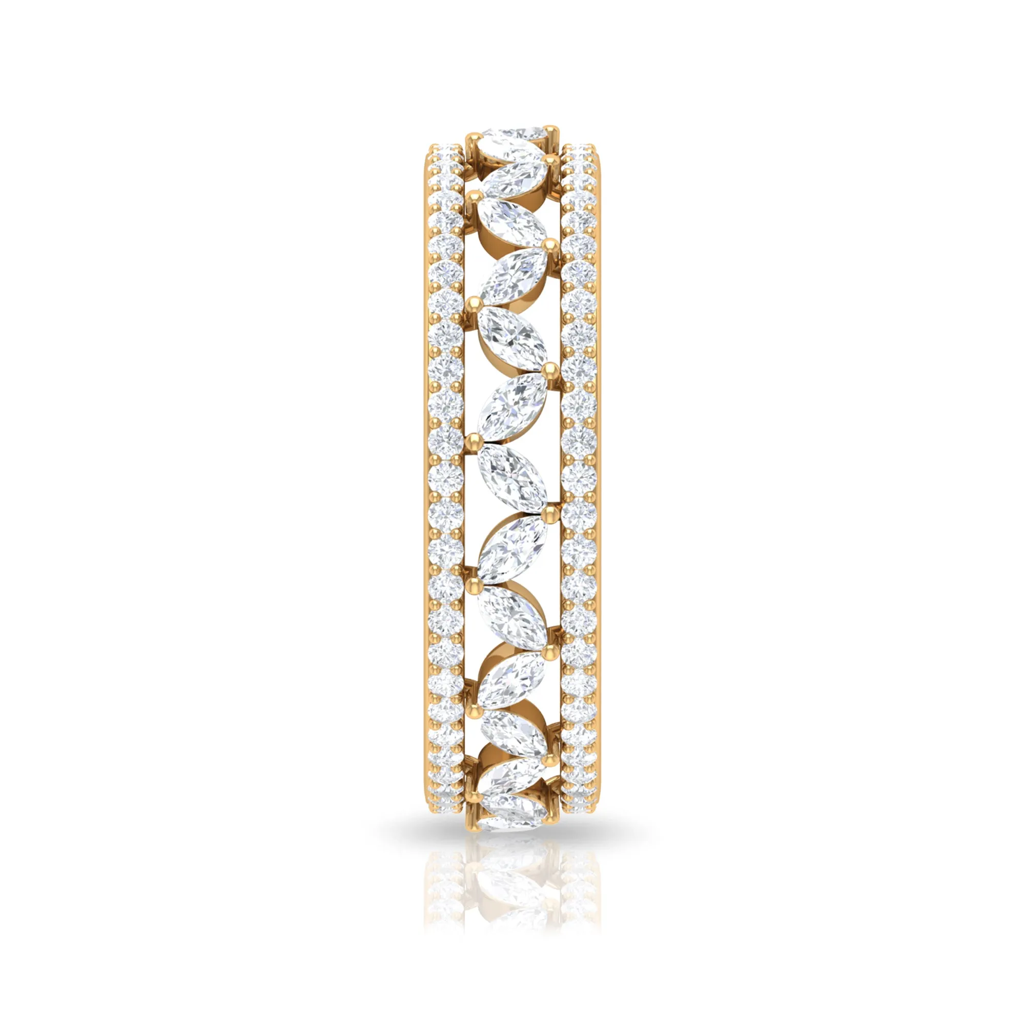 Certified Marquise Moissanite Wedding Band