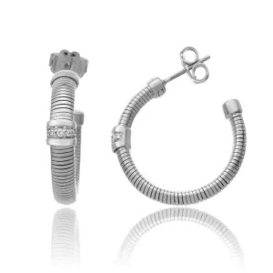 Chimento Stardust Pave 18ct White Gold 0.09ct Diamond Hoop Earrings