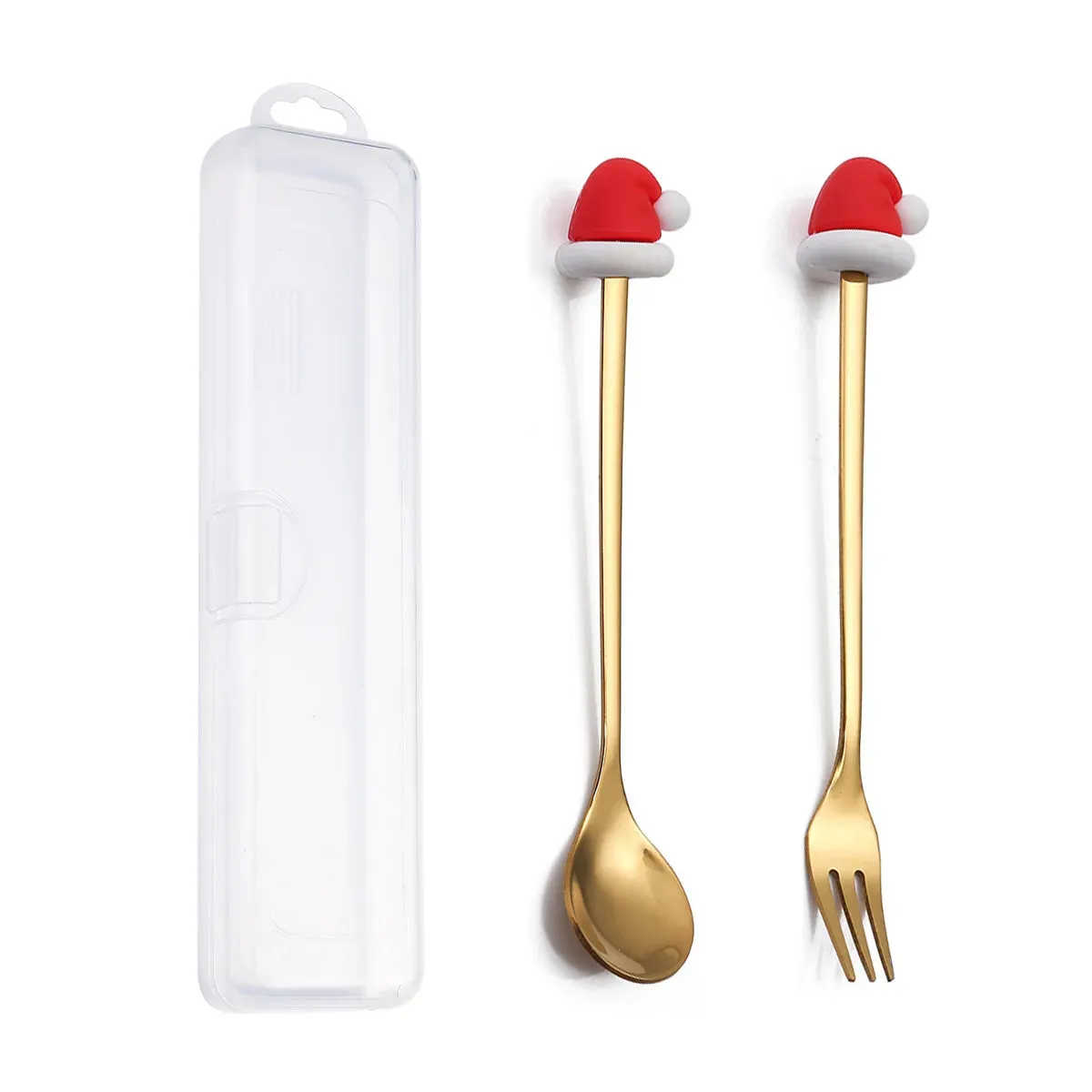 Christmas Theme Silverware Gold Spoon Fork Set Elk Christmas Tree Decoration Dessert Scoop Fruit Fork Coffee Spoon Cutlery Set