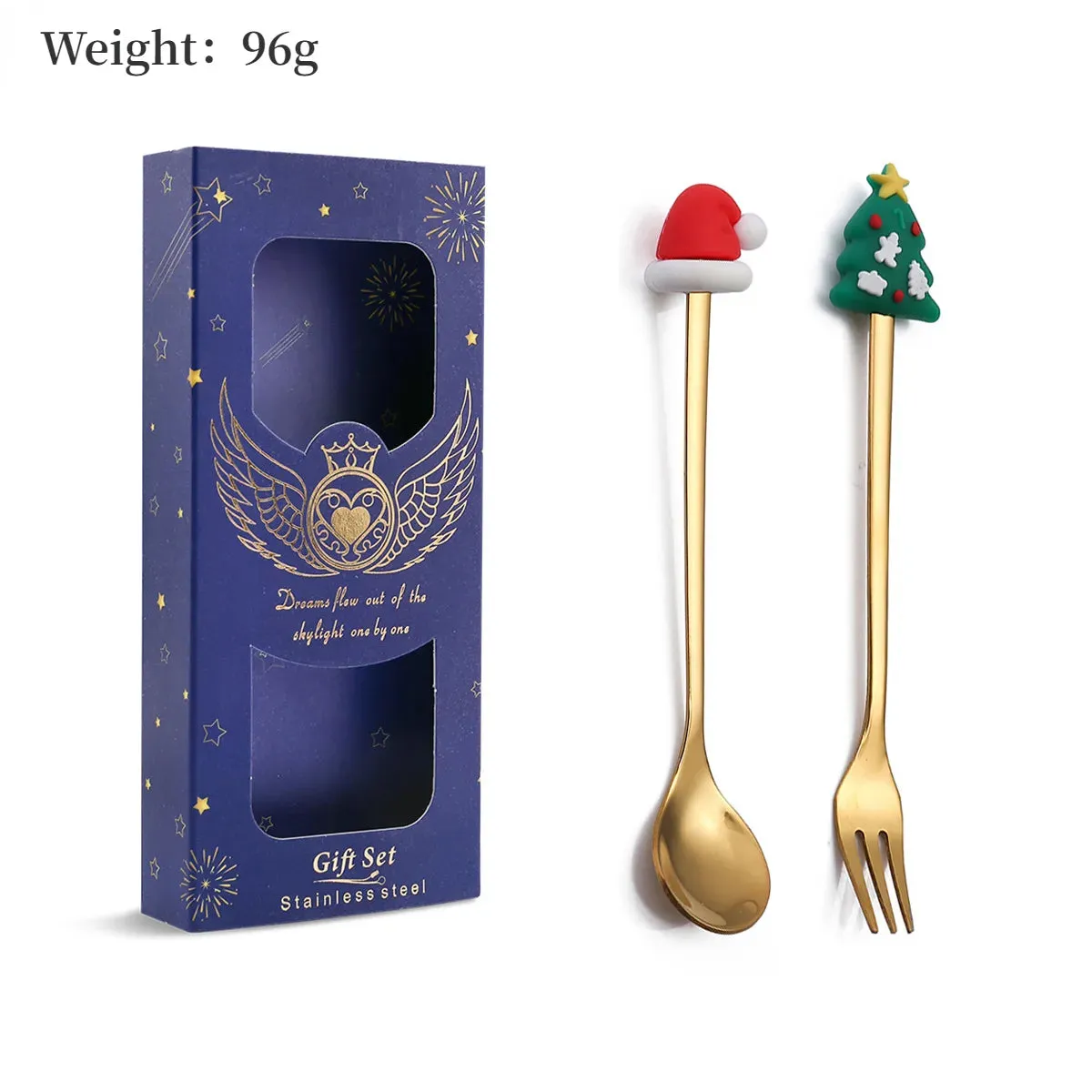 Christmas Theme Silverware Gold Spoon Fork Set Elk Christmas Tree Decoration Dessert Scoop Fruit Fork Coffee Spoon Cutlery Set