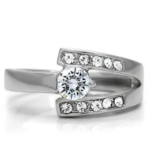 CJ144TK Wholesale Stainless Steel Clear Cubic Zirconia Ring