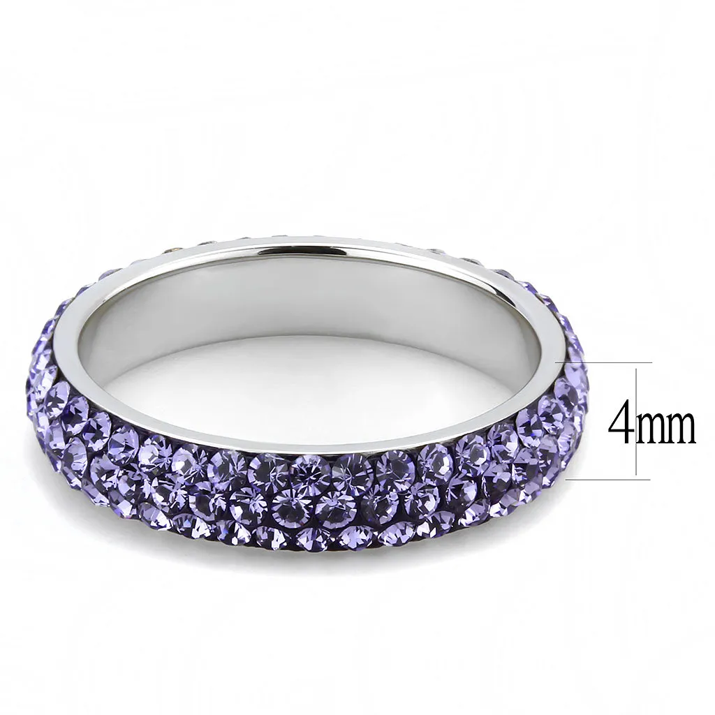 CJ3540 Wholesale Women's Stainless Steel Top Grade Crystal Tanzanite Infinite Sparkle Ring