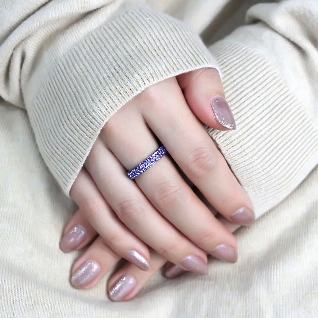 CJ3540 Wholesale Women's Stainless Steel Top Grade Crystal Tanzanite Infinite Sparkle Ring