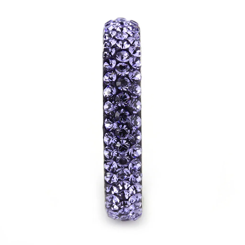CJ3540 Wholesale Women's Stainless Steel Top Grade Crystal Tanzanite Infinite Sparkle Ring