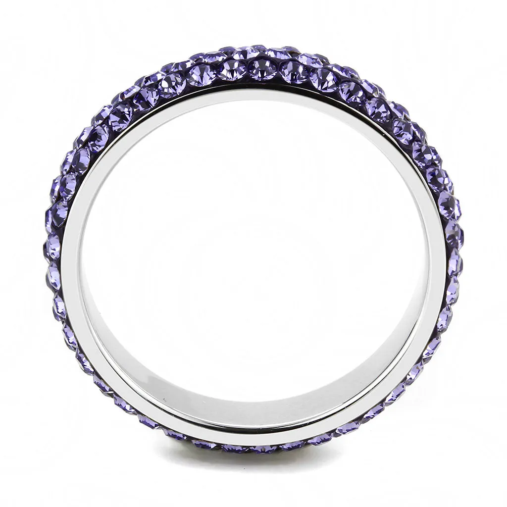 CJ3540 Wholesale Women's Stainless Steel Top Grade Crystal Tanzanite Infinite Sparkle Ring