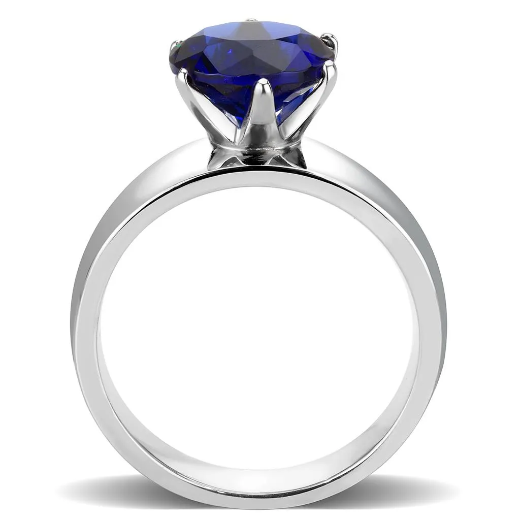 CJ52009 Wholesale Women's Stainless Steel Synthetic Montana Round Solitaire Ring