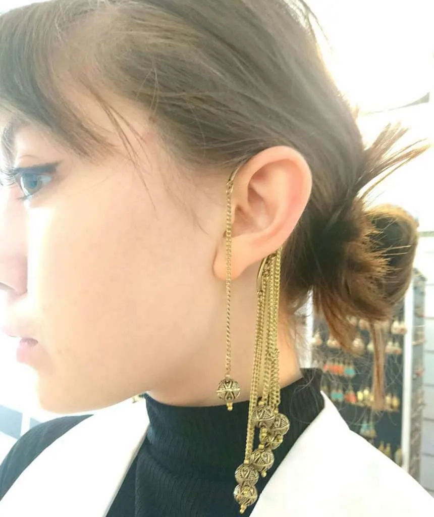 Classic Boho Earcuff with Dangling Chains