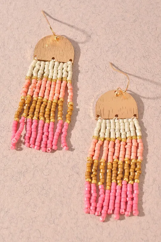 Color Block Seed Bead Earrings - Available in Multiple Colors