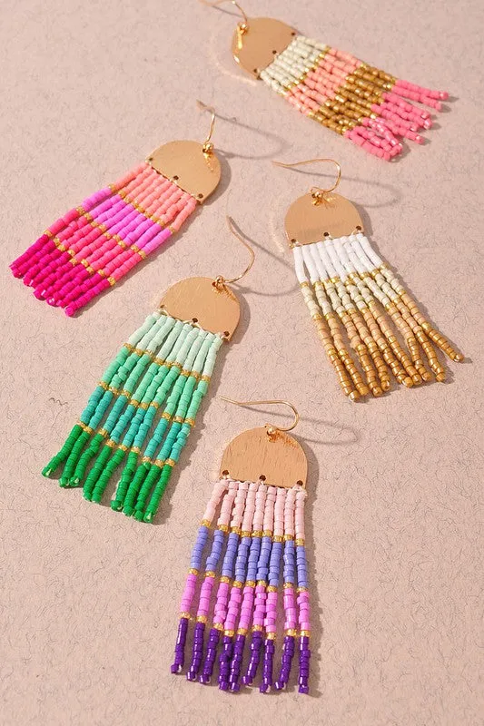Color Block Seed Bead Earrings - Available in Multiple Colors