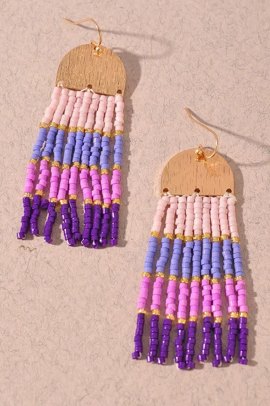 Color Block Seed Bead Earrings - Available in Multiple Colors