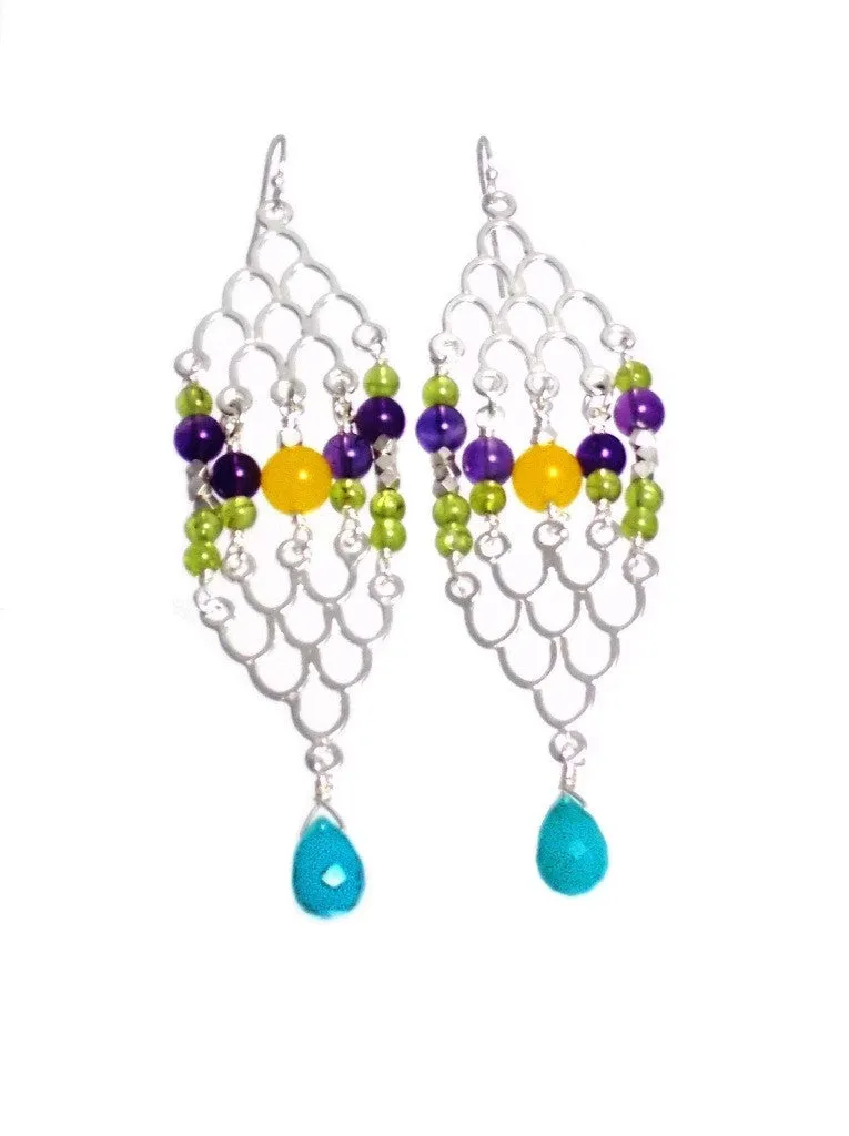 Colorato Colorful Beaded Chandelier Earrings