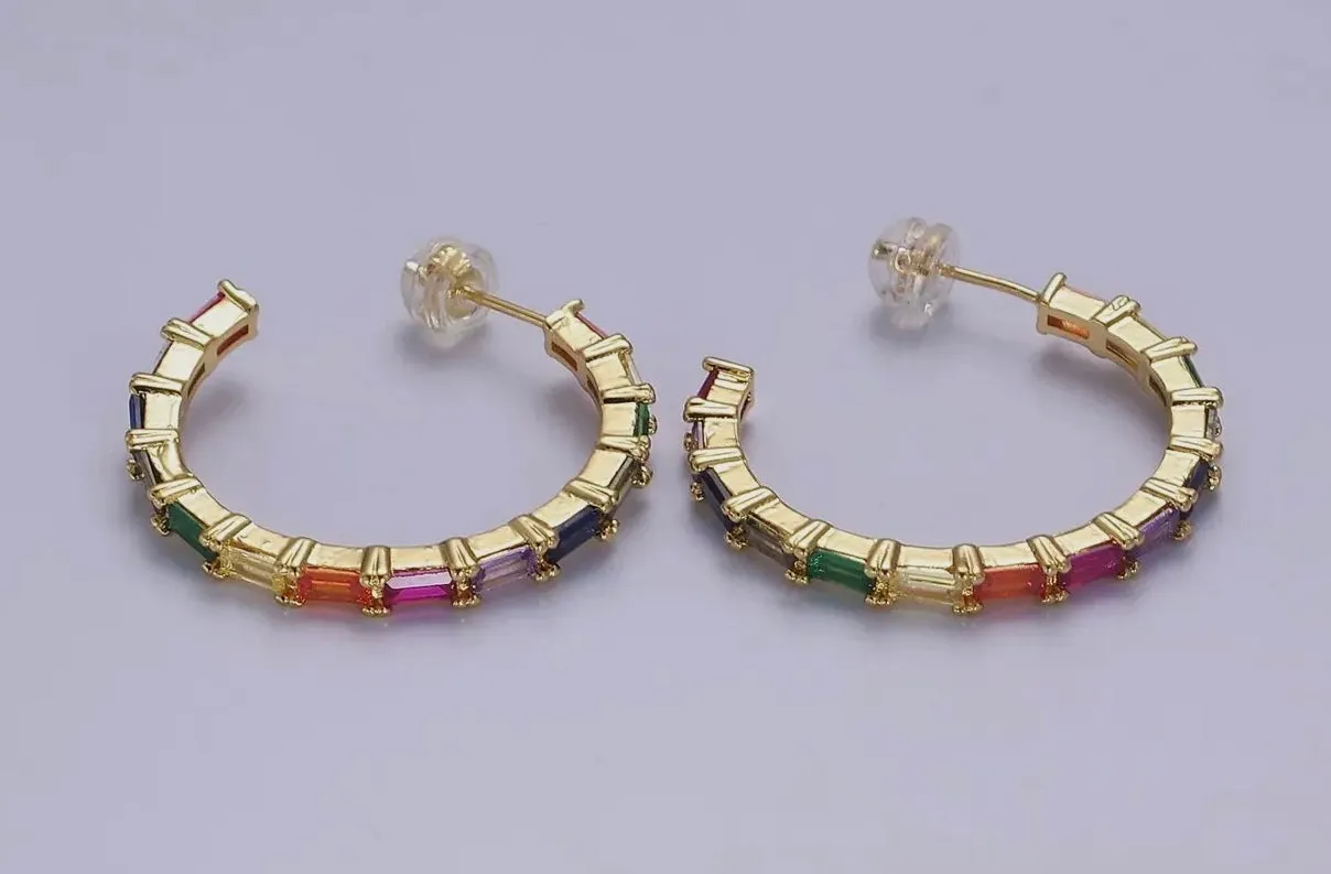 Colorful Baguette Earring