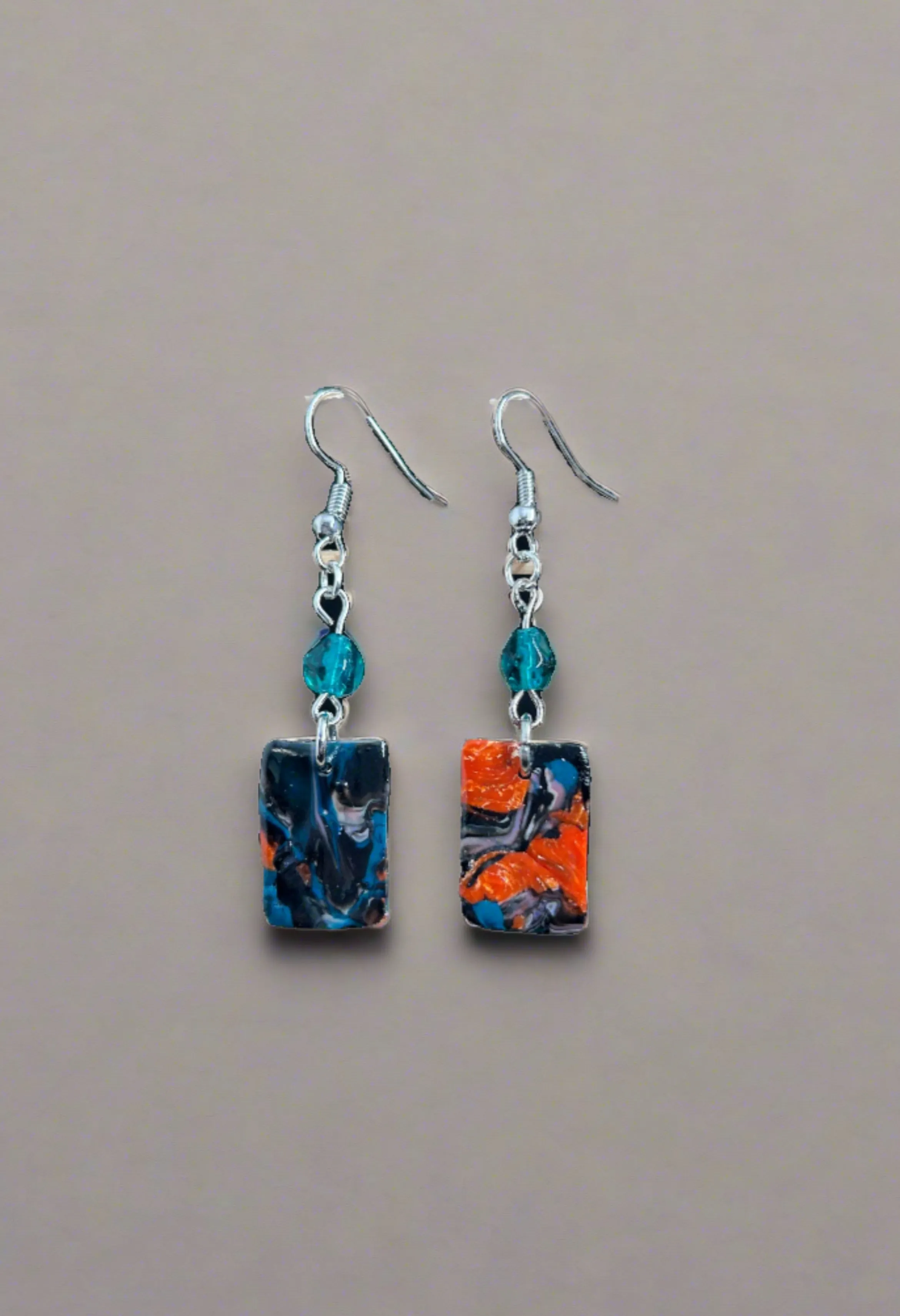 Colorful Bead and Clay Dangle Earrings (2 Colors)