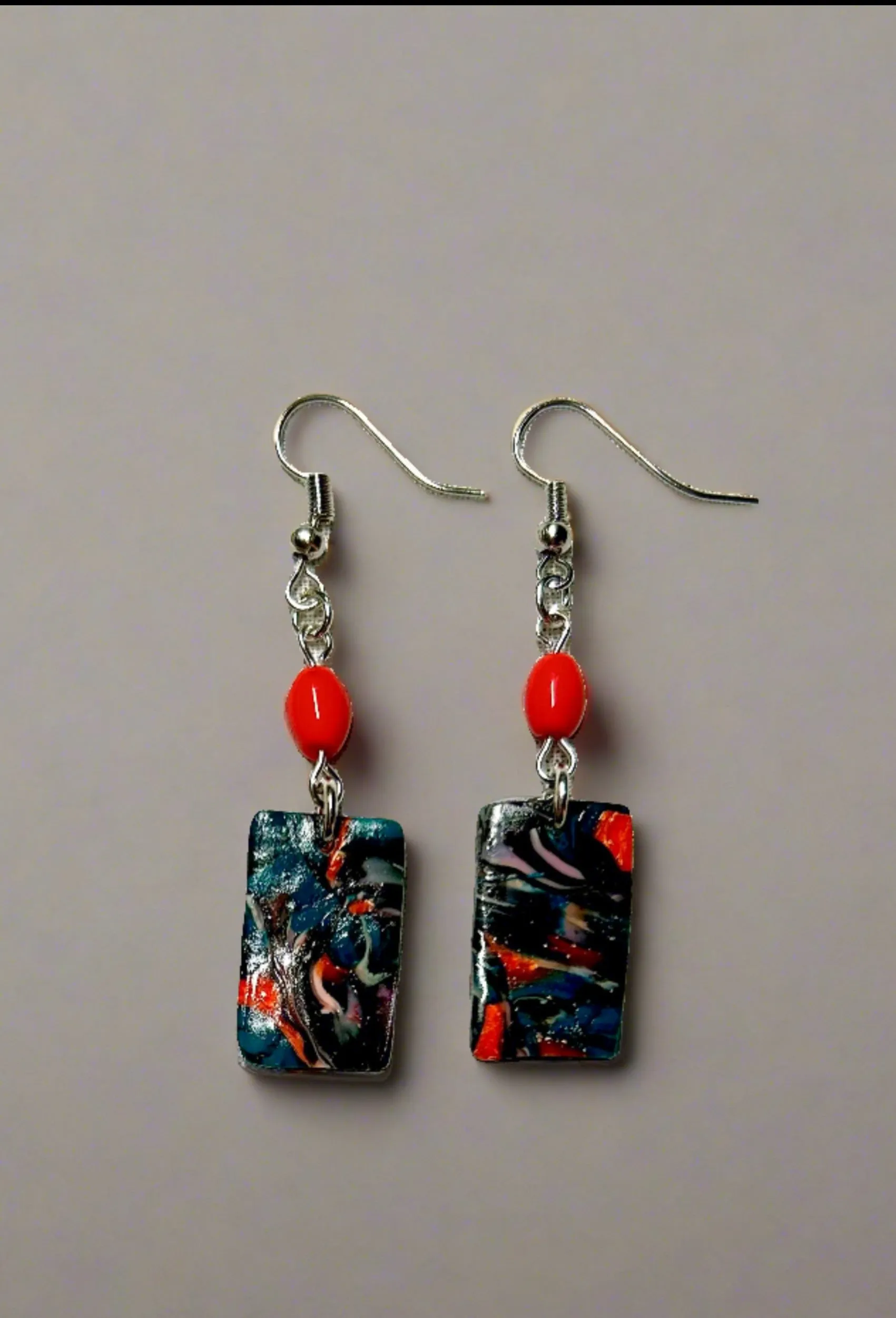 Colorful Bead and Clay Dangle Earrings (2 Colors)