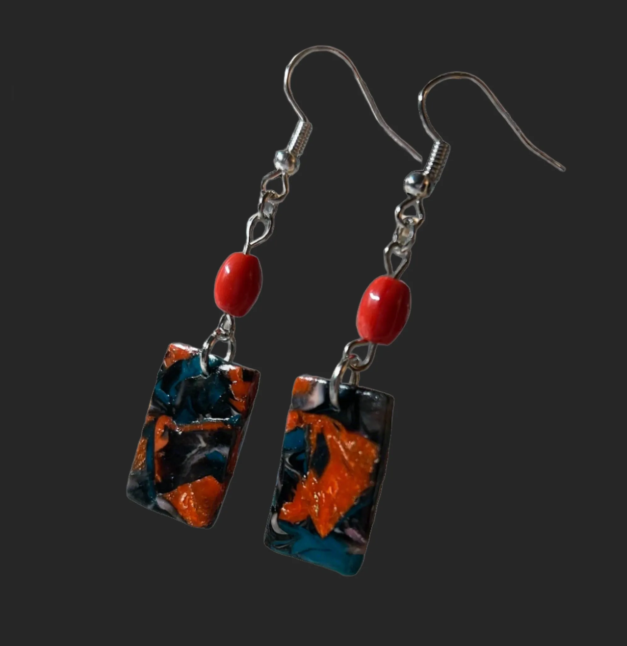 Colorful Bead and Clay Dangle Earrings (2 Colors)