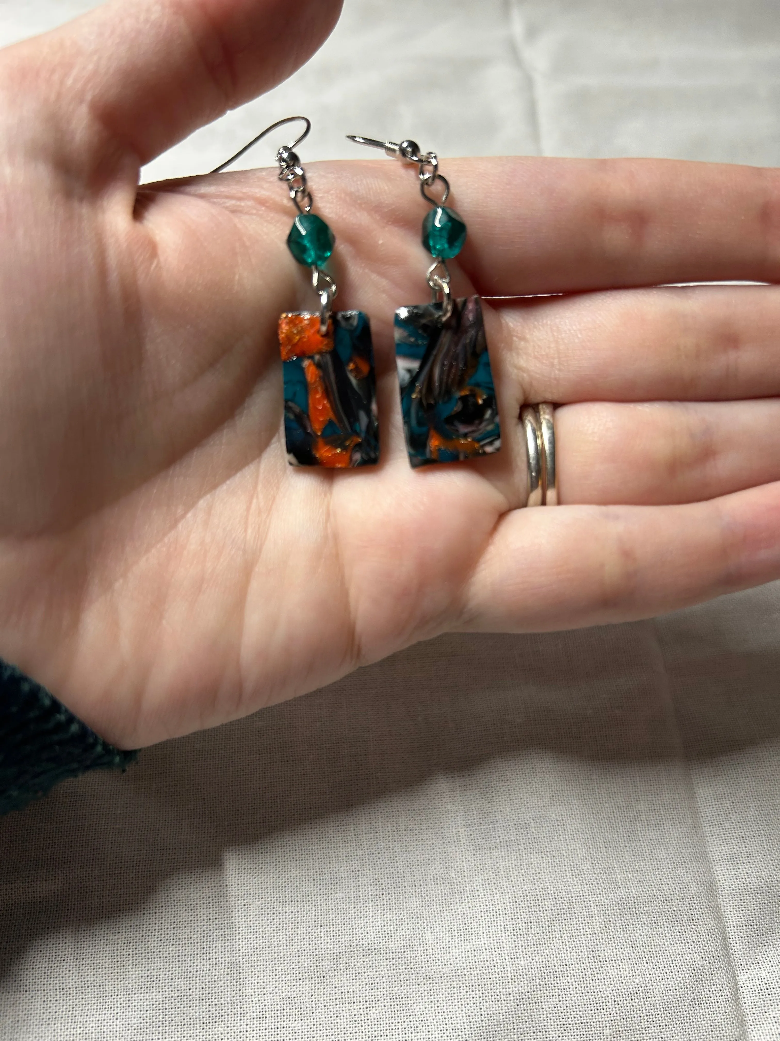 Colorful Bead and Clay Dangle Earrings (2 Colors)