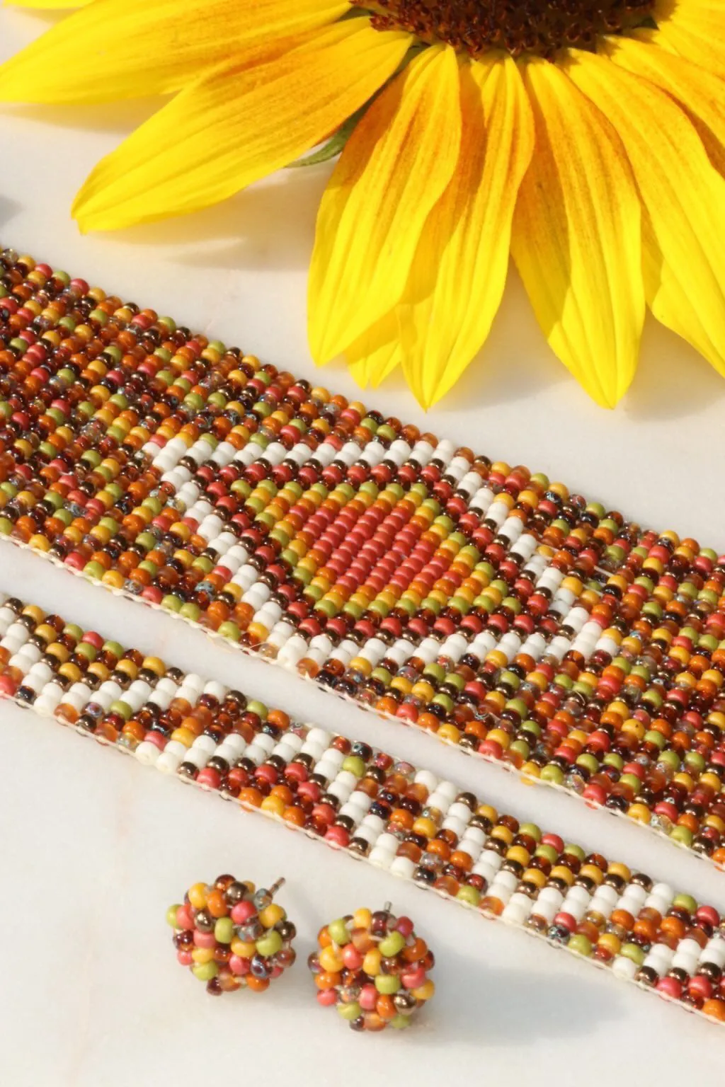 Colorful Beaded Stud Earrings