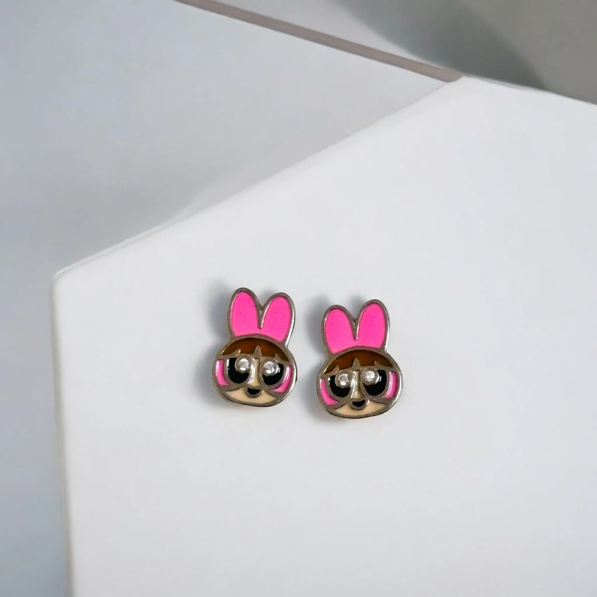 Colorful Bunny Kids Silver Earring