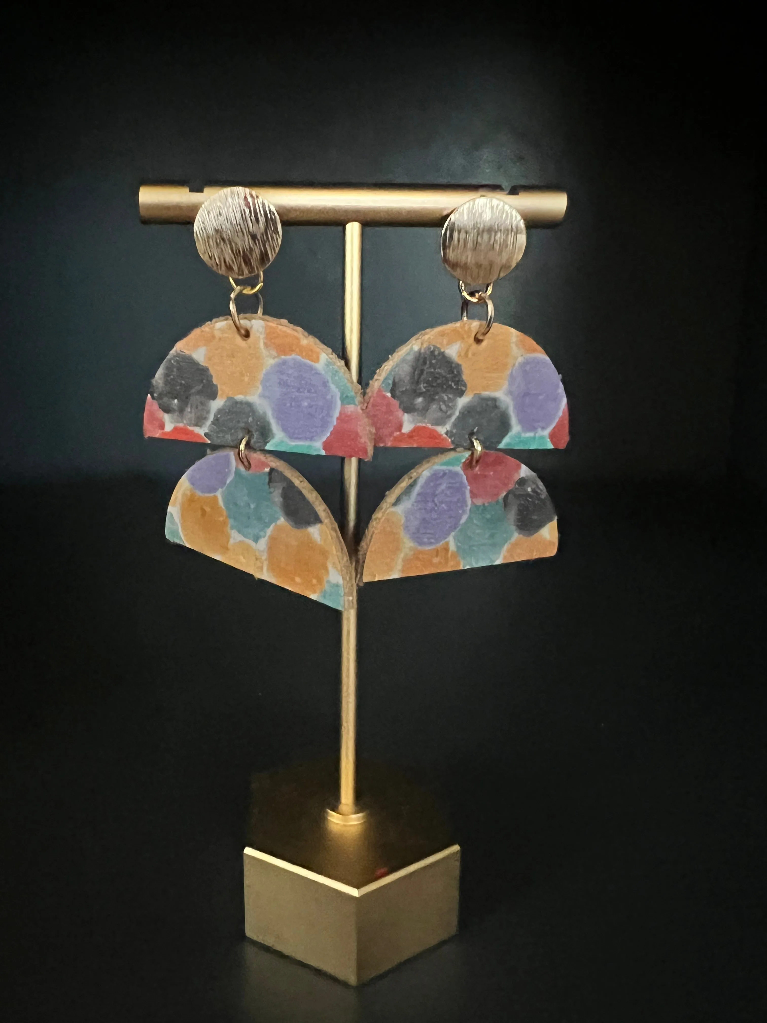 Colorful Dot Cork Earrings