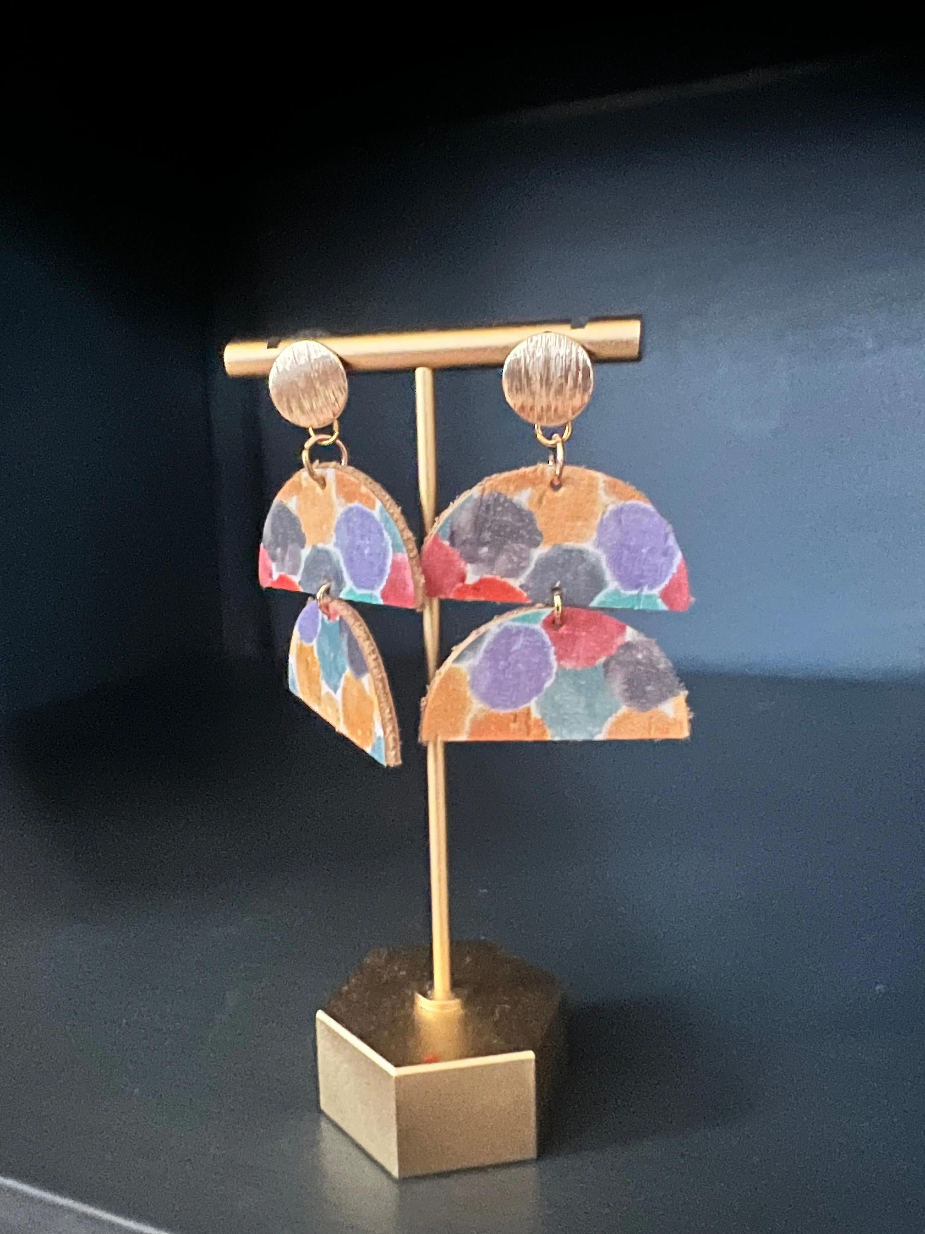 Colorful Dot Cork Earrings