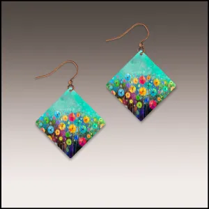 Colorful Flower Square Earrings