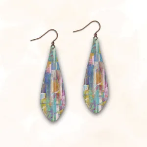 Colorful Grid Teardrop Earrings