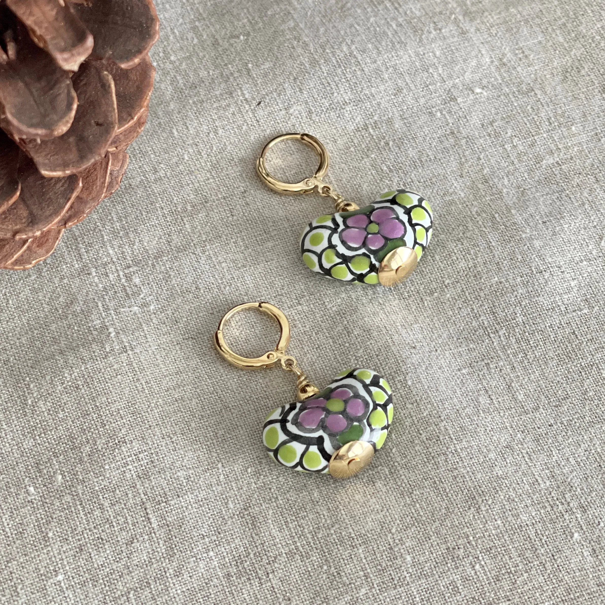Colorful Heart Shapped Talavera Earrings