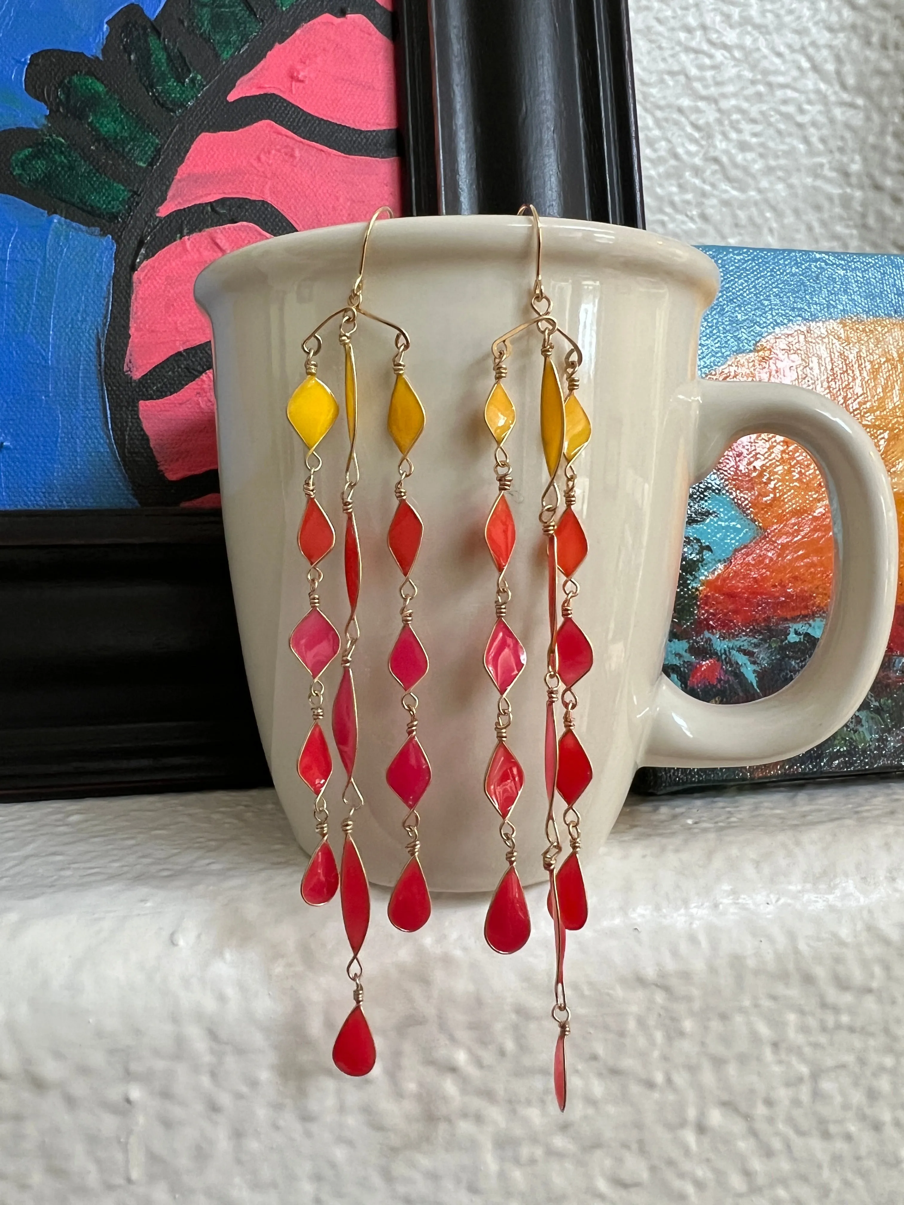 Colorful Long Shoulder Duster Earrings