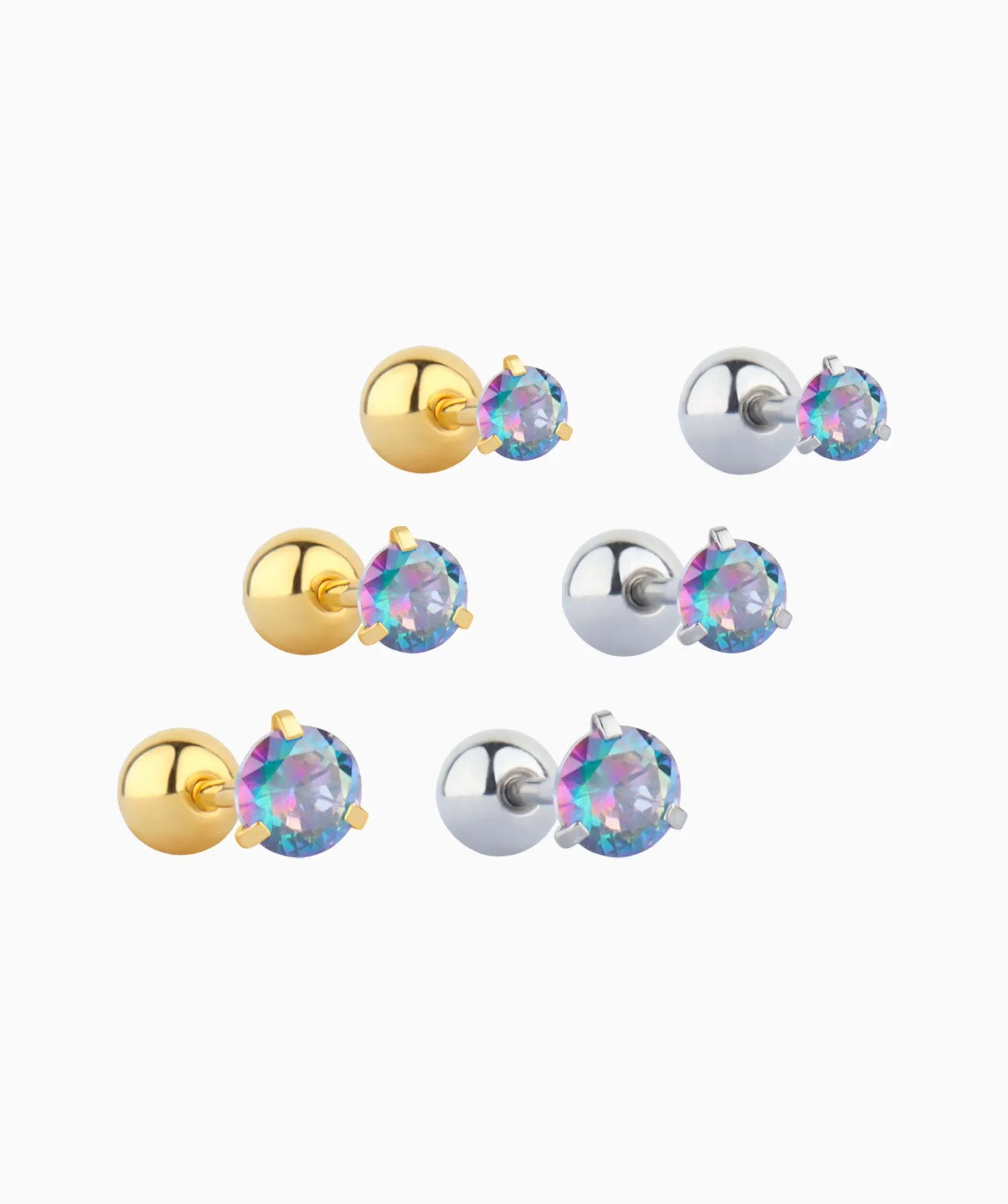 Colorful Round Gemstone Stud
