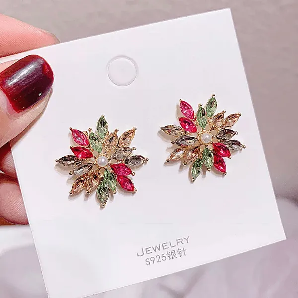 Colorful Snowflake Star Flower Earring Studs