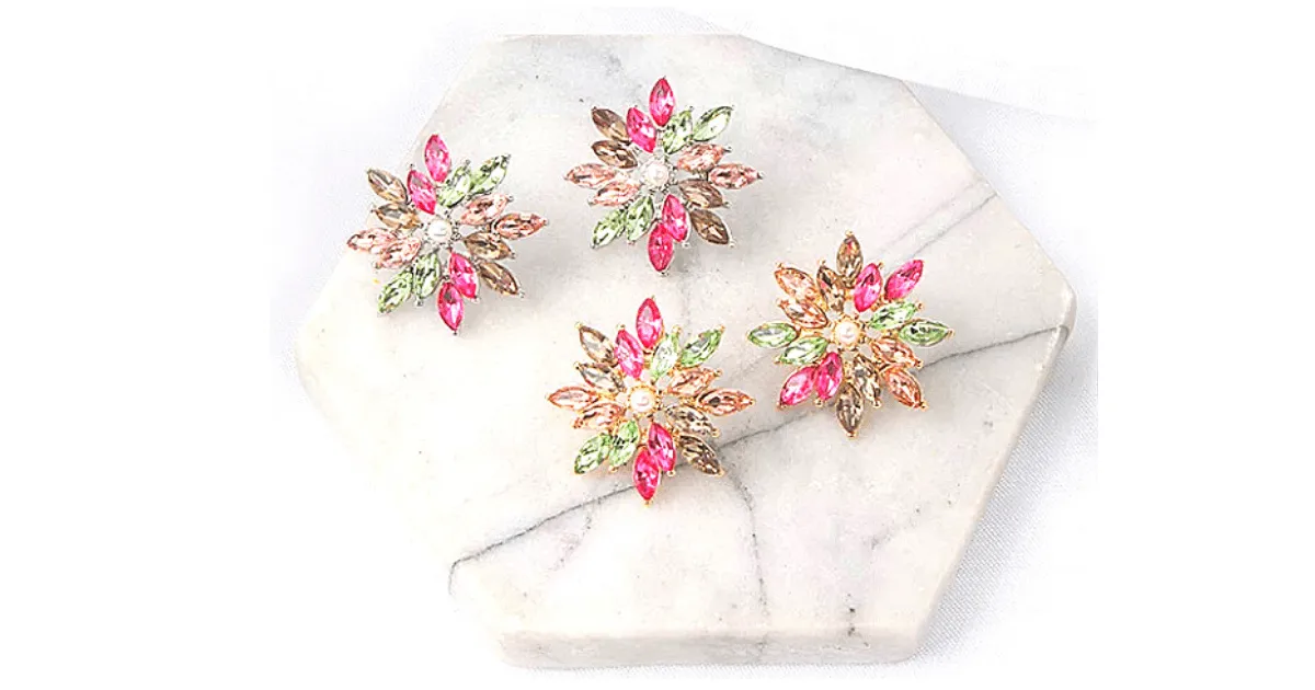 Colorful Snowflake Star Flower Earring Studs