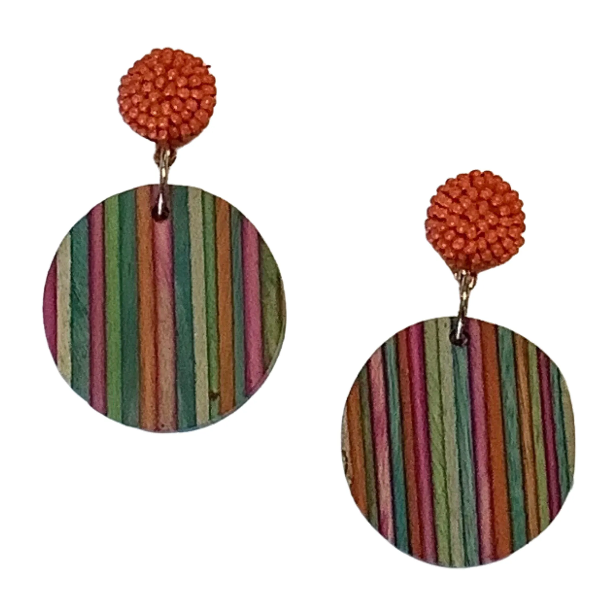 Colorful Wood Striped Earrings