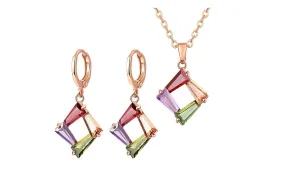 Colorful Zircon Necklace&Earrings for Women