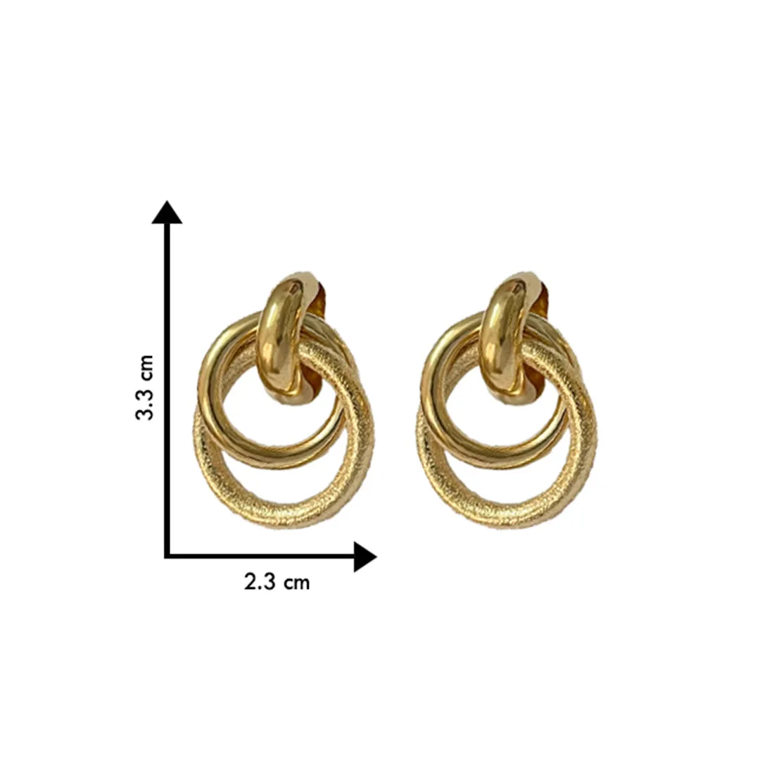 Contemporary Bold Gold-Toned Oversized Double Ciruclar Layered Stud Earrings