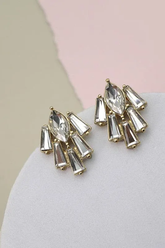 Contemporary Charm Geo Rhinestone Stud Earrings