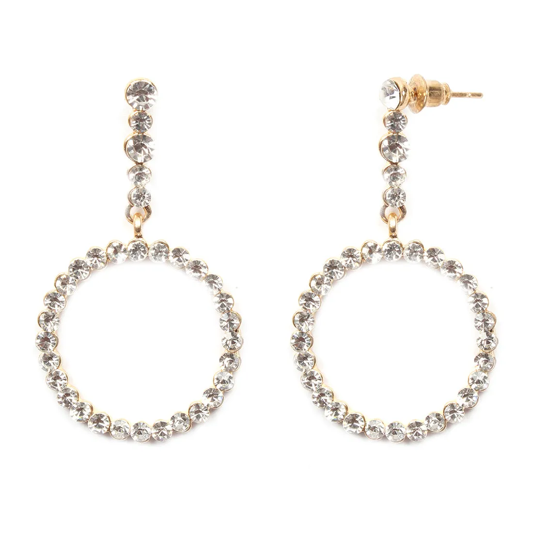 CONTEMPORARY CIRCULAR DIAMANTE DROP EARRINGS