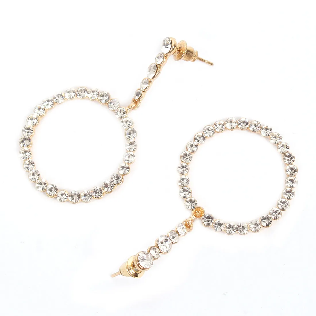 CONTEMPORARY CIRCULAR DIAMANTE DROP EARRINGS
