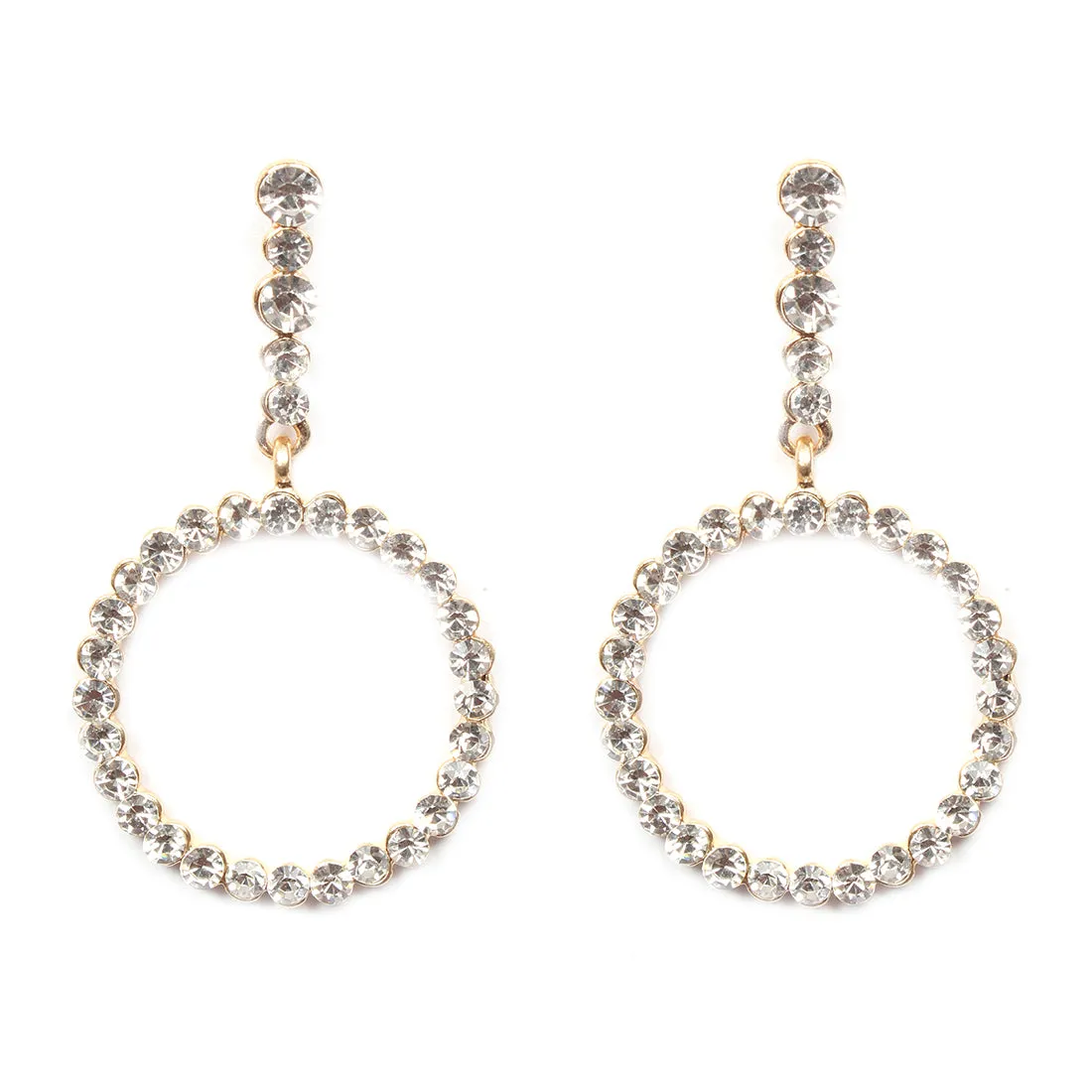 CONTEMPORARY CIRCULAR DIAMANTE DROP EARRINGS