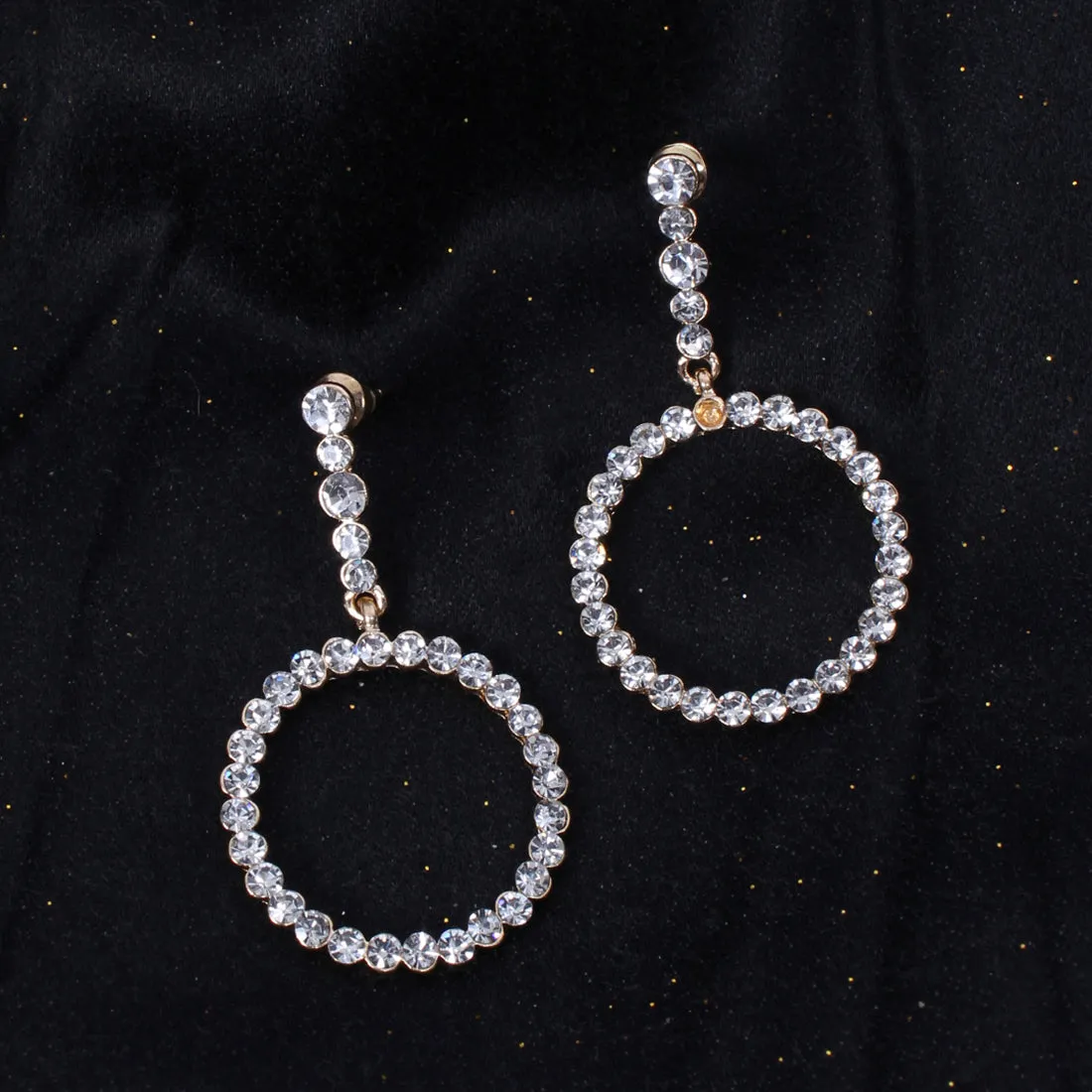 CONTEMPORARY CIRCULAR DIAMANTE DROP EARRINGS