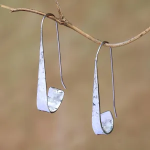 Contemporary Curls Curling Modern Sterling Silver Drop Earrings from Bali