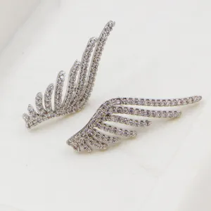 Contemporary cz angel wing earrings