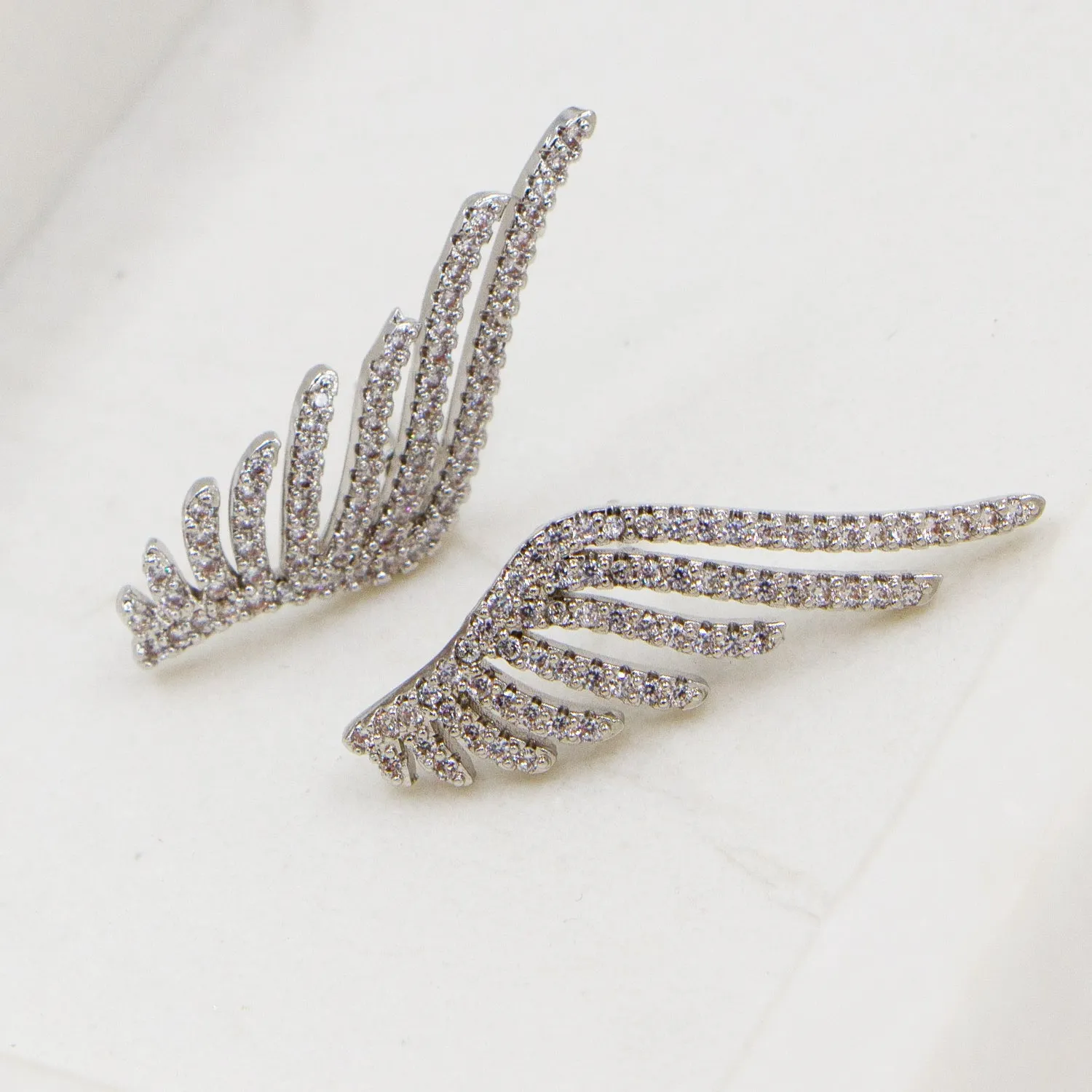 Contemporary cz angel wing earrings