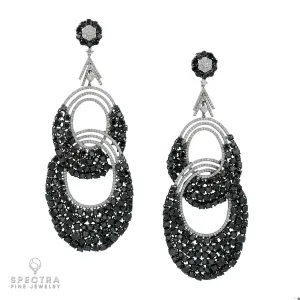 Contemporary Diamond Double Hoop Chandelier Drop Earrings