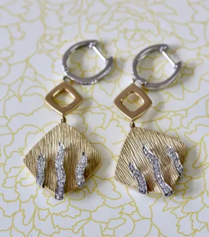 Contemporary ~ Diamond Two Tone Earrings