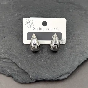 Contemporary drop shape stainless steel earrings
