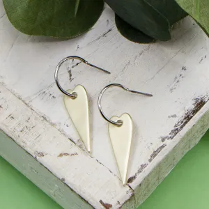 Contemporary elongated heart mini hoop earring