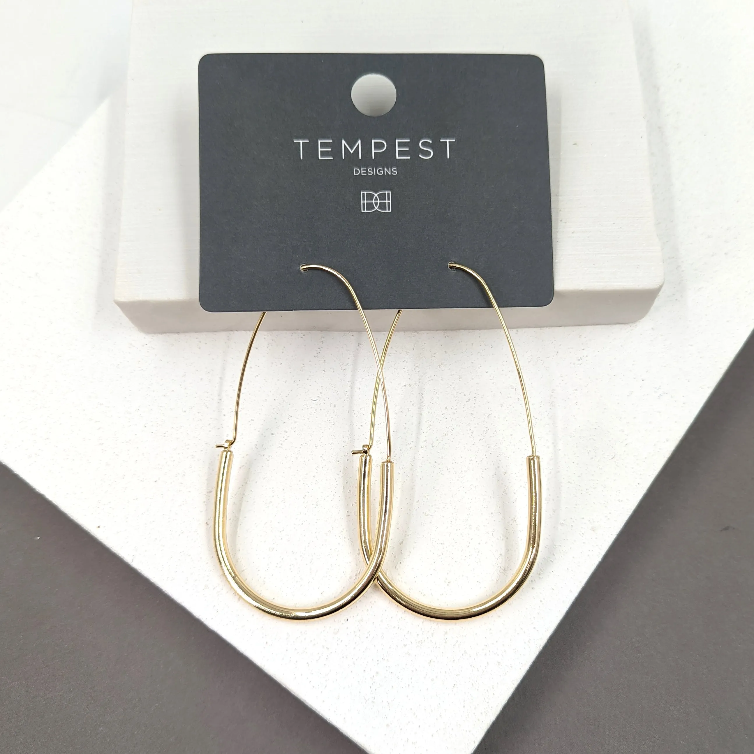 Contemporary elongated hoop earrings